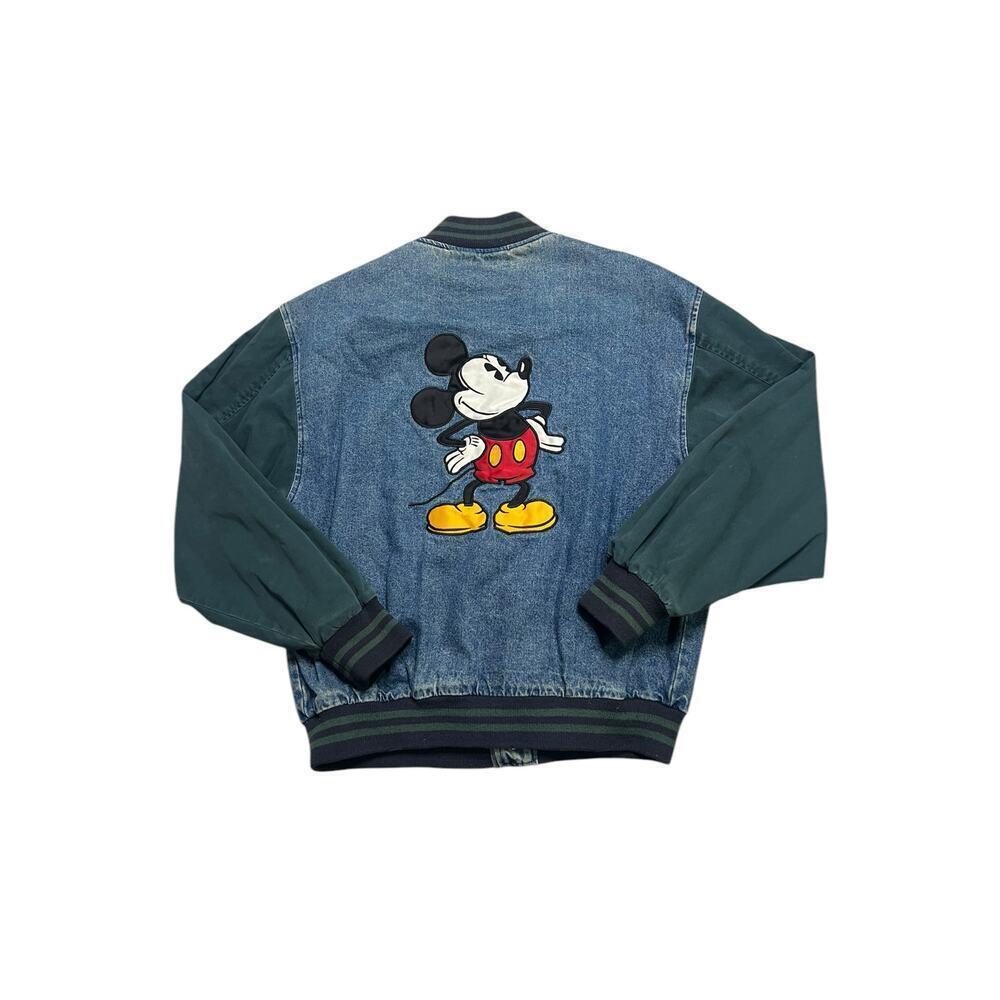 Vintage 90’s GENUS DISNEY Mickey Mouse Bomber Varsity Jacket‎ - Denim Green - M